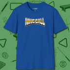 Nine Ball Letters T-Shirt, front view, in Royal the shirt that plays position