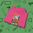 One More Rack Billiards Hoodie, folded view, in Heliconia put your best game on display
