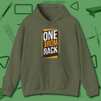 One More Rack Billiards Hoodie, front view, in Military Green attitude built for the long haul