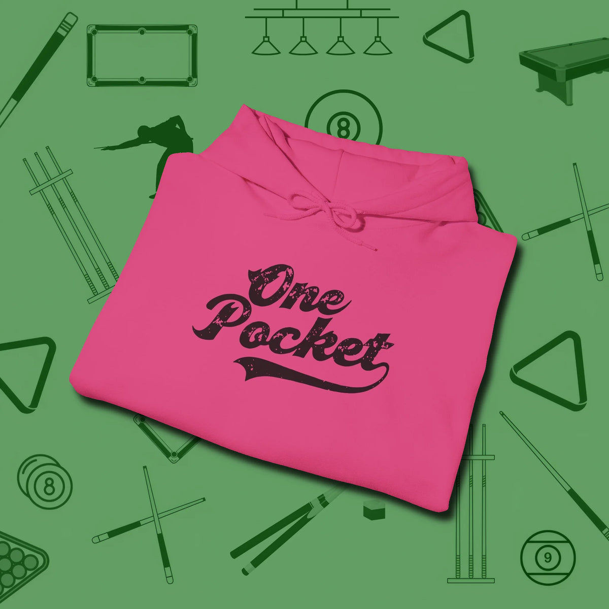 One Pocket Classic Hoodie, folded view, in Heliconia make every shot — and outfit — count