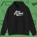 One Pocket Classic Hoodie, front view, in Black look good while calling your pocket