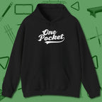 One Pocket Classic Hoodie, front view, in Black look good while calling your pocket