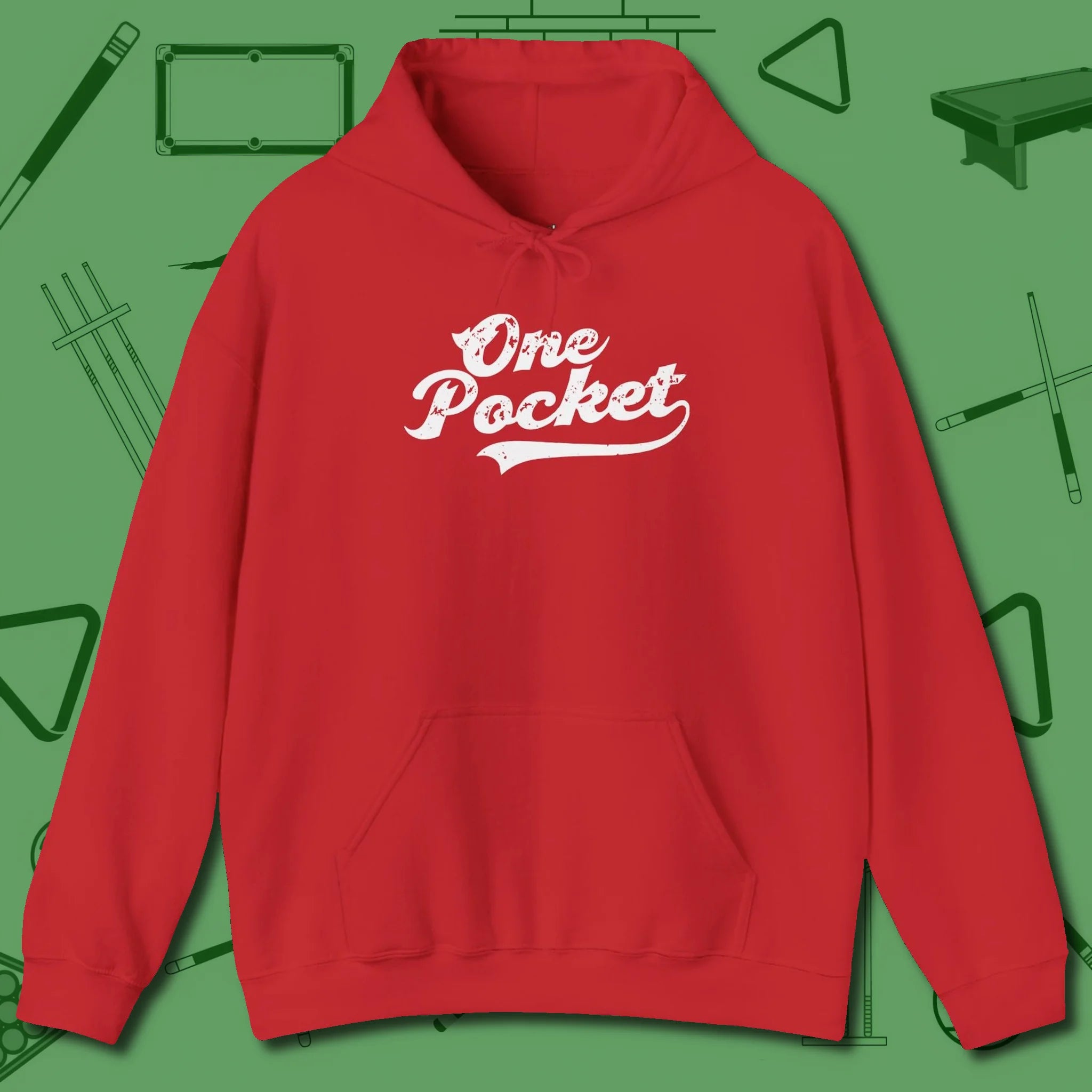 One Pocket Classic Hoodie, front view, in Red because you don’t just play — you represent