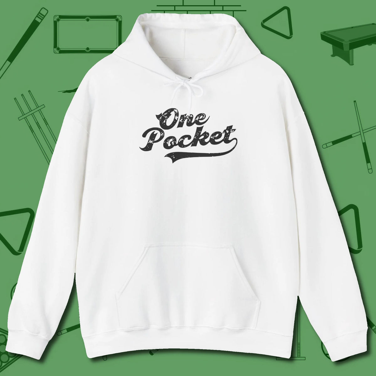 One Pocket Classic Hoodie, front view, in White where cue control meets personal style