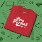 One Pocket Classic T-Shirt, folded view, in Red perfect for players with quiet fire