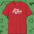 One Pocket Classic T-Shirt, front view, in Red play in style, win in silence