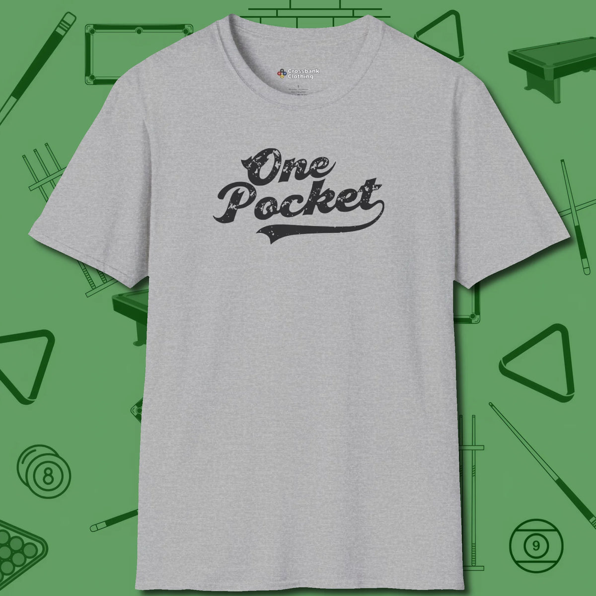 One Pocket Classic T-Shirt, front view, in Sport Grey perfect for players with quiet fire
