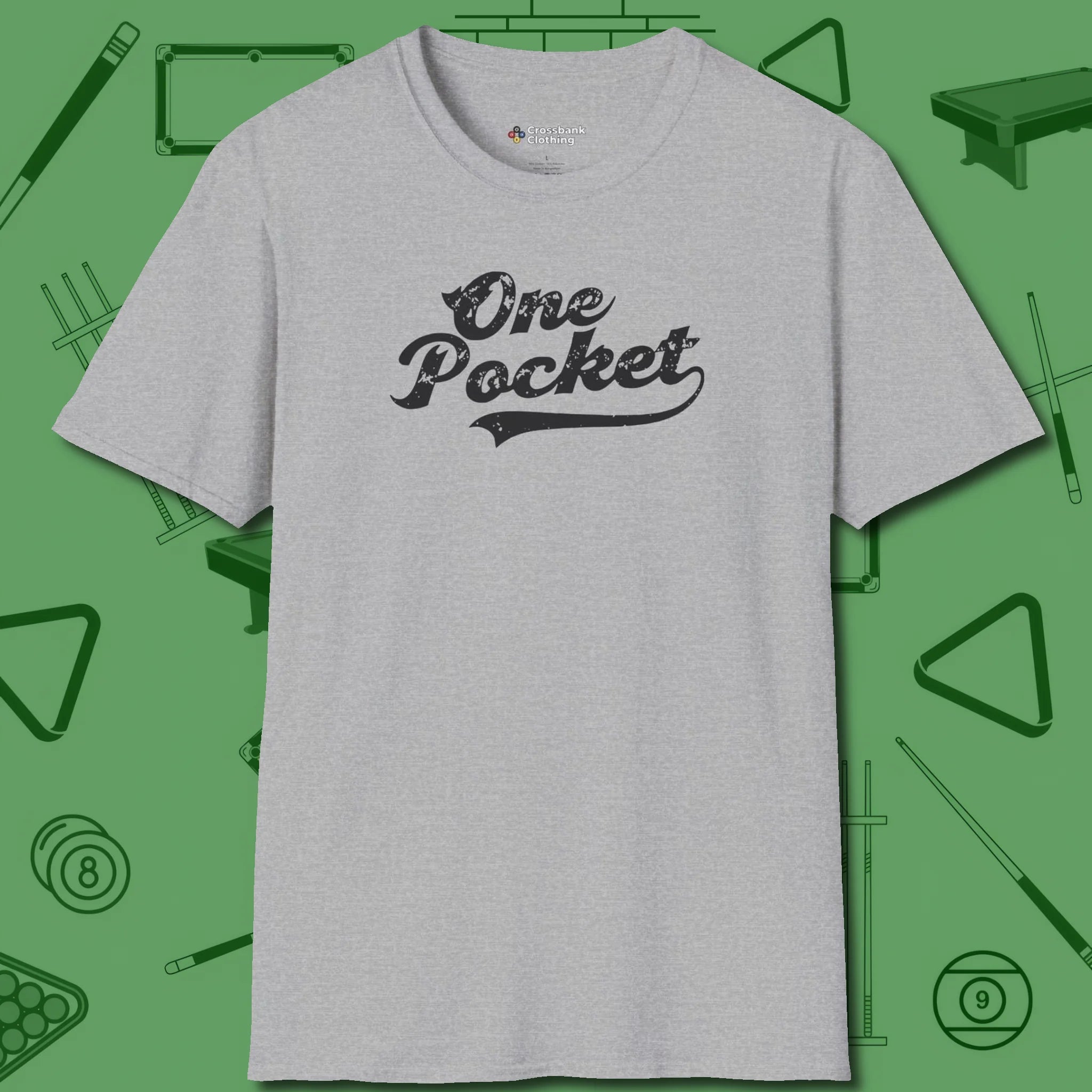One Pocket Classic T-Shirt, front view, in Sport Grey perfect for players with quiet fire