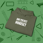 One Pocket Mindset Hoodie, in Military Green color, billiards hoodie, folded view
