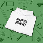 One Pocket Mindset Hoodie, in White color, billiards hoodie, folded view