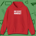 One Pocket Mindset Hoodie, in Red color, billiards hoodie, front view