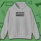 One Pocket Mindset Hoodie, in Sport Grey color, billiards hoodie, front view