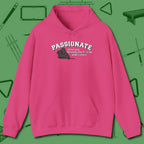 Passionate Billiards Hoodie, front view, in Heliconia look good while calling your pocket