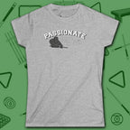Passionate Billiards Women's Cut Tee, in Sport Grey color, pool shirt, front view