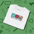 Peace Love Pool T-Shirt, in White color, billiards shirt, folded view