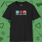 Peace Love Pool T-Shirt, in Black color, billiards shirt, front view