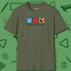 Peace Love Pool T-Shirt, in Military Green color, billiards shirt, front view