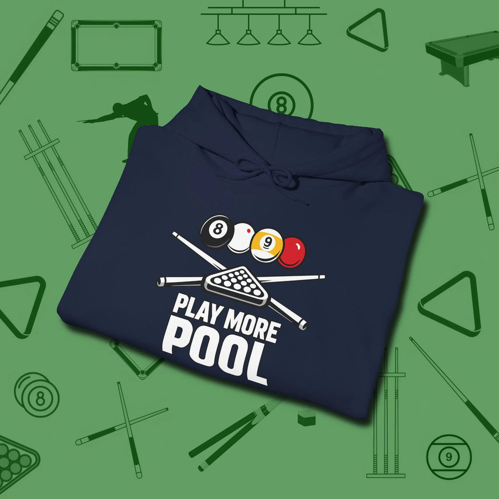 Play More Hoodie, folded view, in Navy built for bold breaks and quiet confidence