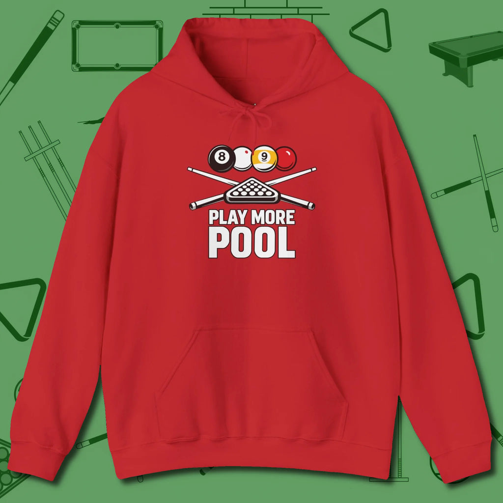 Play More Hoodie, front view, in Red dress for the shot you want to take