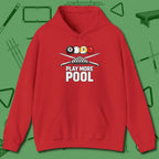 Play More Hoodie, front view, in Red dress for the shot you want to take