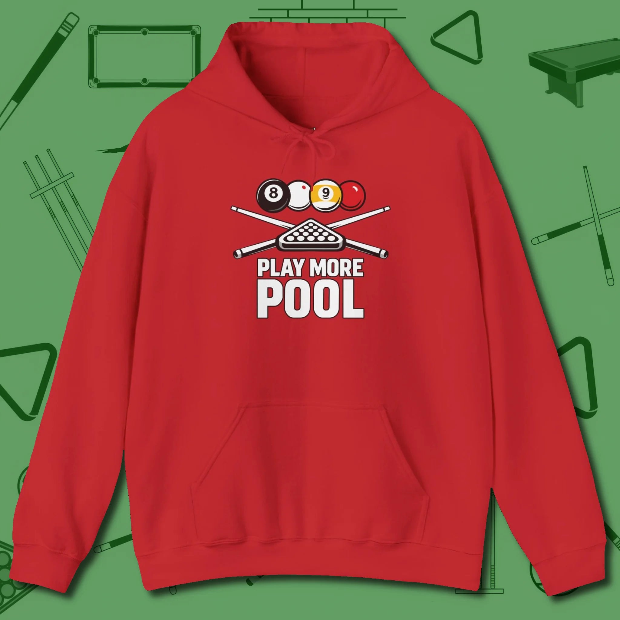 Play More Hoodie, front view, in Red dress for the shot you want to take