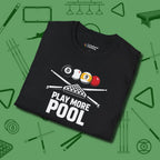 Play More T-Shirt, folded view, in Black smart enough for the felt and the street