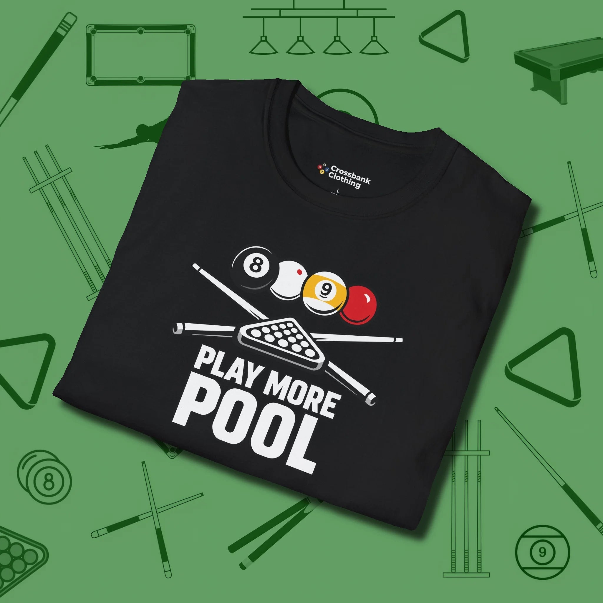 Play More T-Shirt, folded view, in Black smart enough for the felt and the street