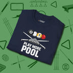 Play More T-Shirt, folded view, in Navy your go-to shirt for league night victories