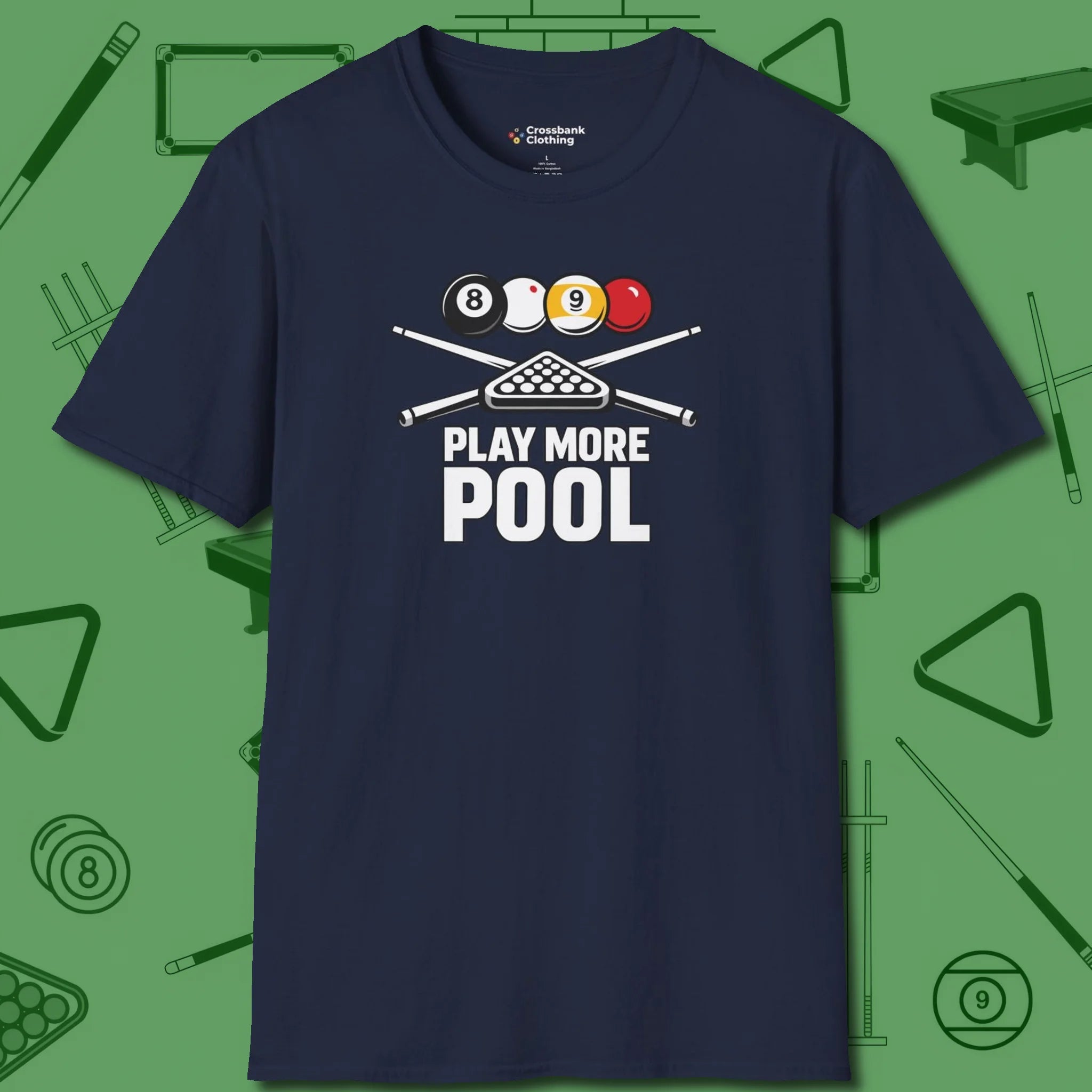 Play More T-Shirt, front view, in Navy smart apparel for strategic players