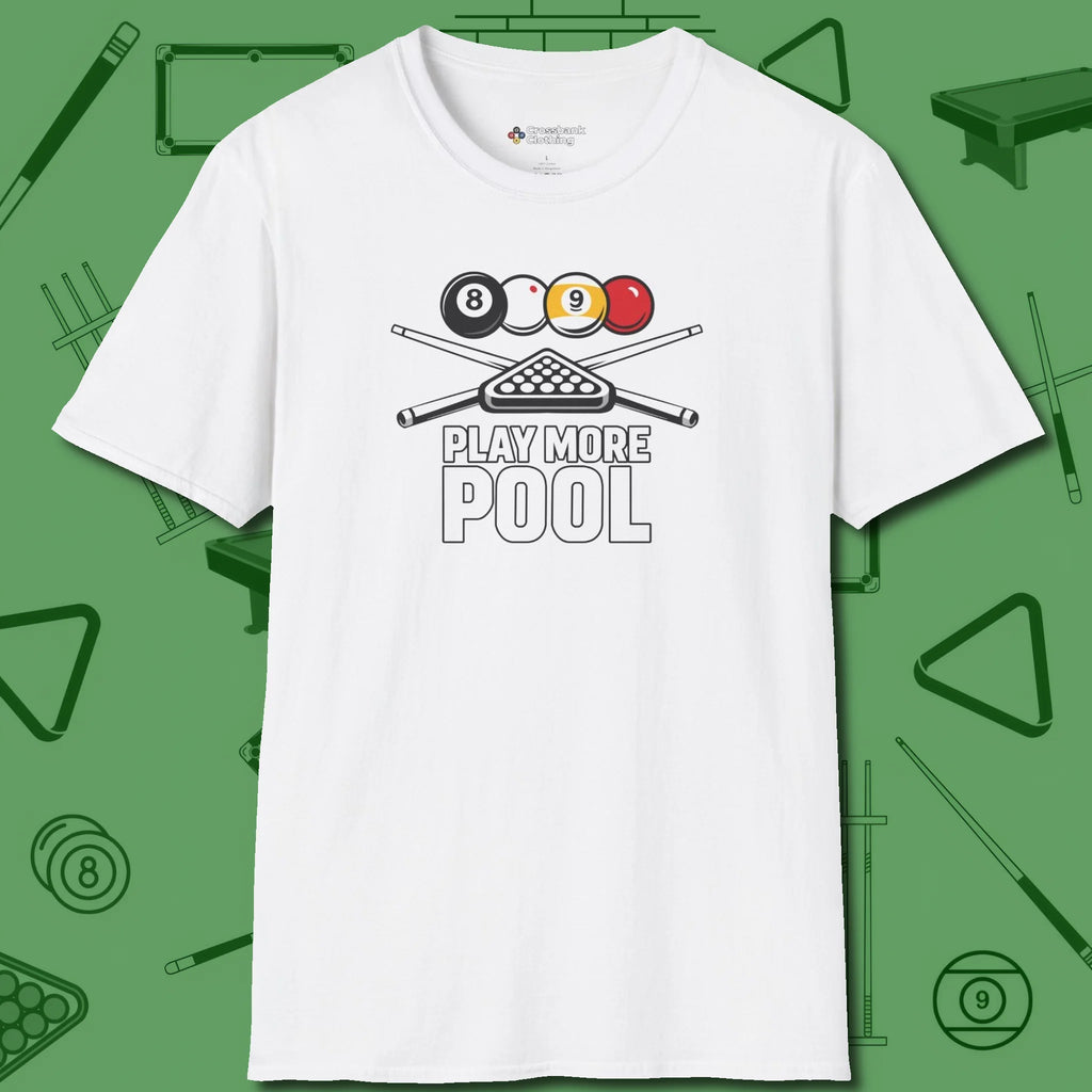 Play More T-Shirt, front view, in White fashion with break-and-run energy