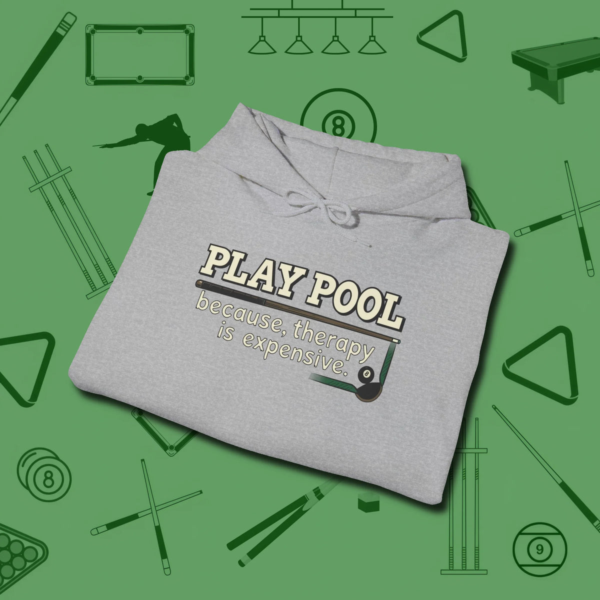 Play Therapy Hoodie, folded view, in Sport Grey for shooters who dress like they play: sharp