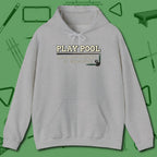 Play Therapy Hoodie, front view, in Sport Grey your go-to shirt for league night victories