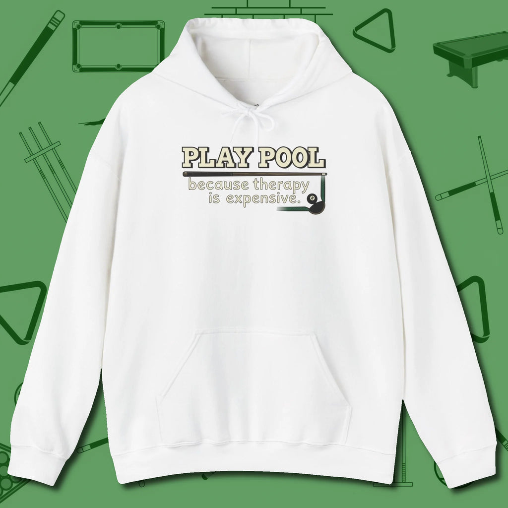 Play Therapy Hoodie, front view, in White strike fear with swagger and precision