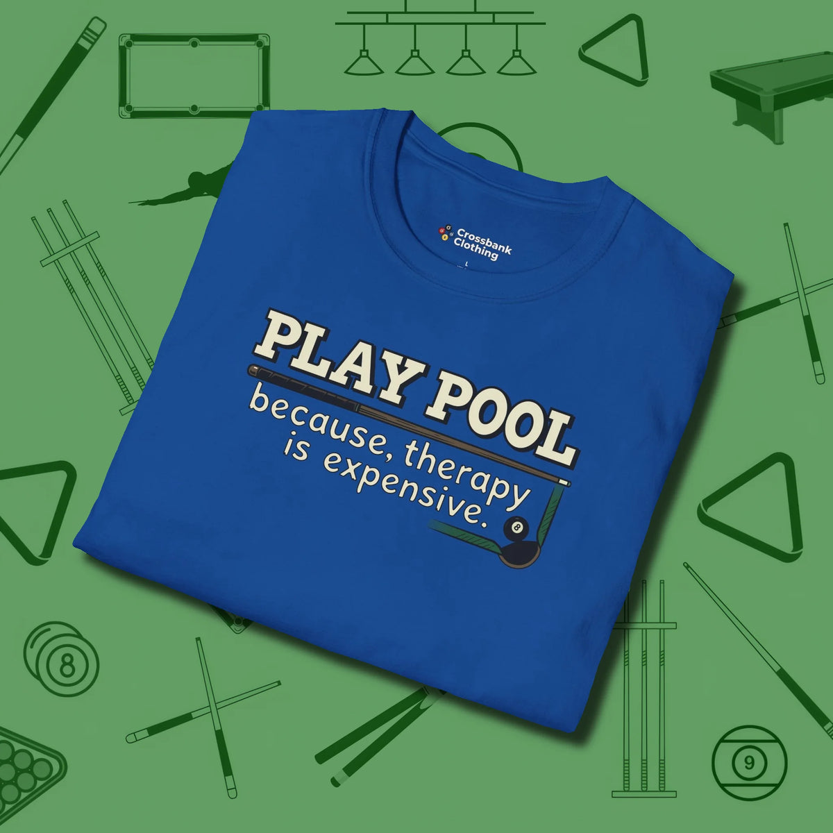 Play Therapy T-Shirt, folded view, in Royal look good while calling your pocket