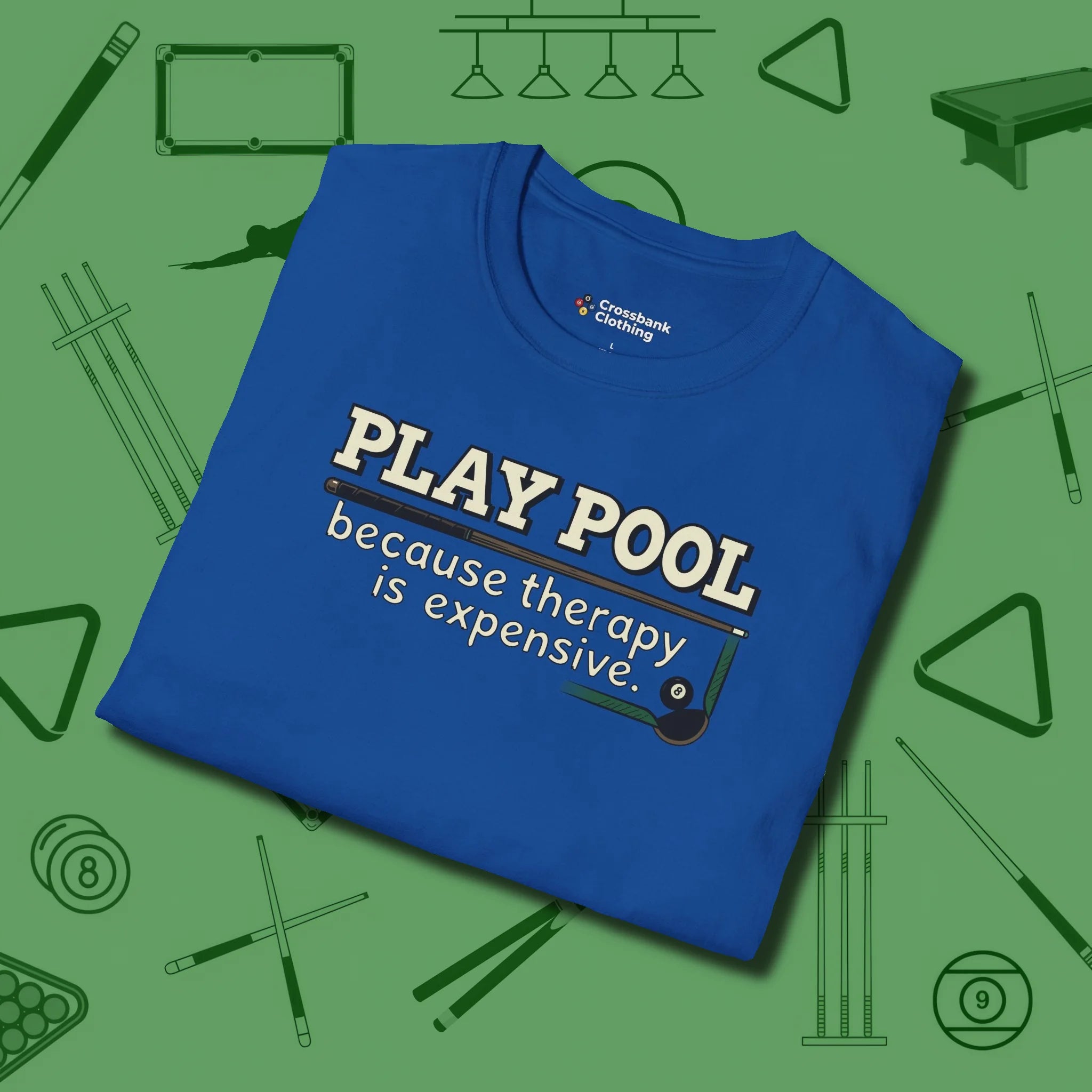 Play Therapy T-Shirt, folded view, in Royal as serious as your stroke