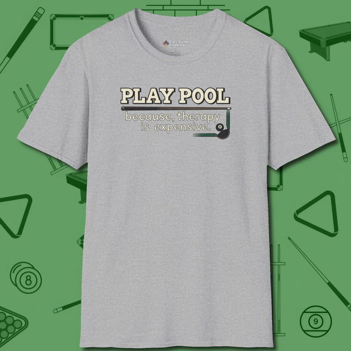 Play Therapy T-Shirt, front view, in Sport Grey fashion with break-and-run energy
