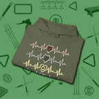7, 8, 9, and 10 Heartbeats Hoodie, folded view, in Military Green style that banks as hard as you do