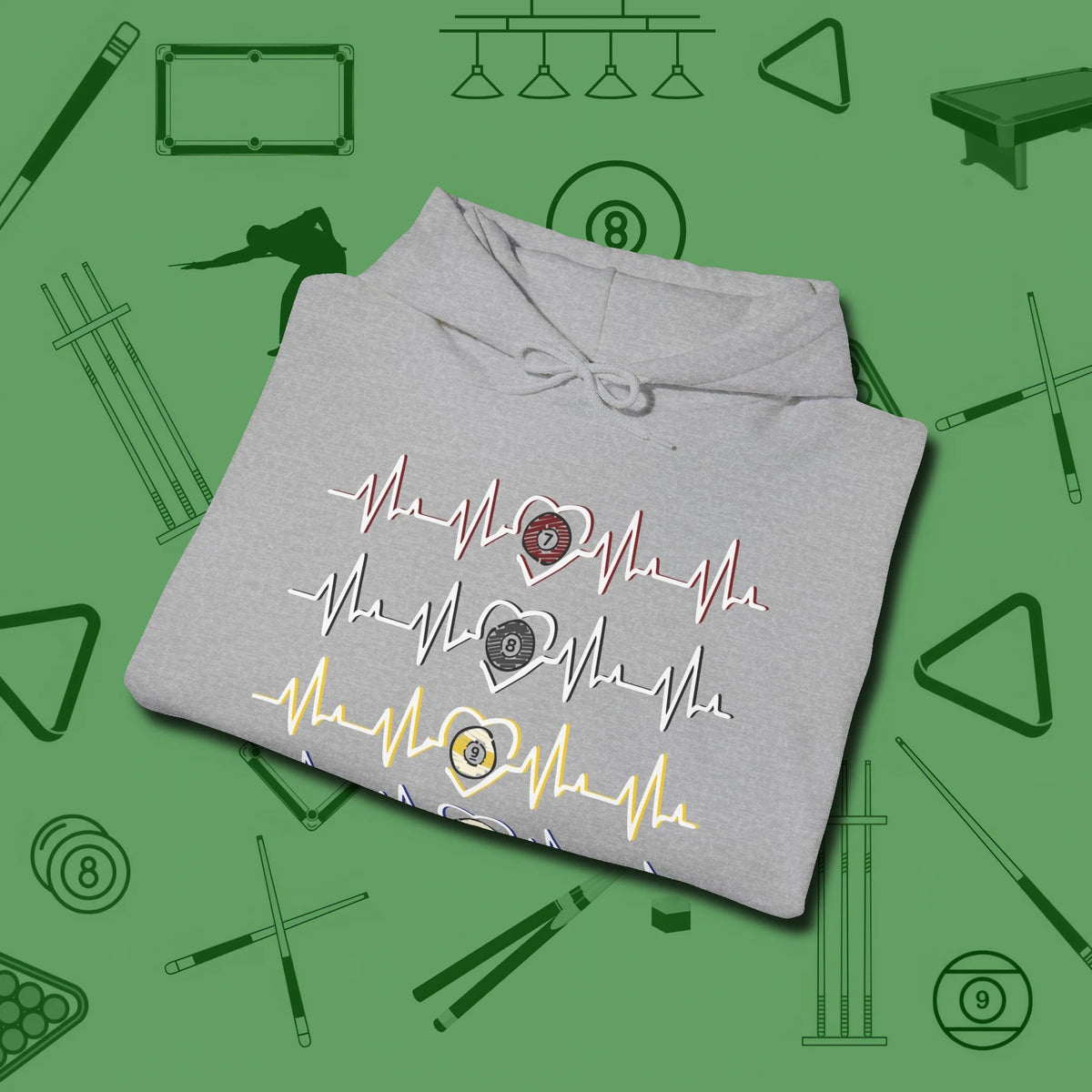 7, 8, 9, and 10 Heartbeats Hoodie, folded view, in Sport Grey dress for the shot you want to take