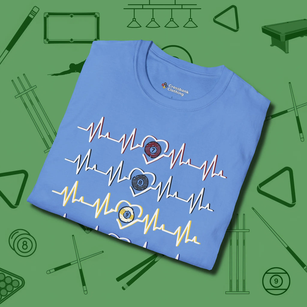 7, 8, 9, and 10 Heartbeats T-Shirt, folded view, in Carolina Blue smart apparel for strategic players