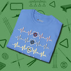 7, 8, 9, and 10 Heartbeats T-Shirt, folded view, in Carolina Blue smart apparel for strategic players