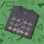 7, 8, 9, and 10 Heartbeats T-Shirt, folded view, in Charcoal as serious as your stroke