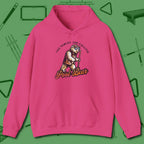 Bear Hoodie, front view, in Heliconia fashion with break-and-run energy