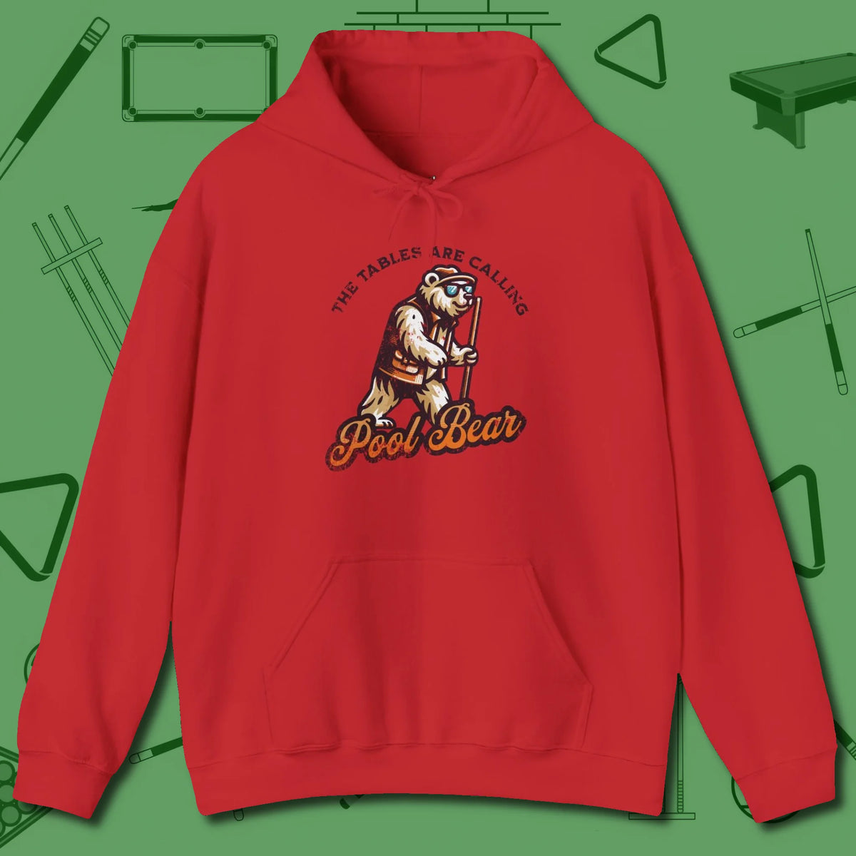 Bear Hoodie, front view, in Red put your best game on display