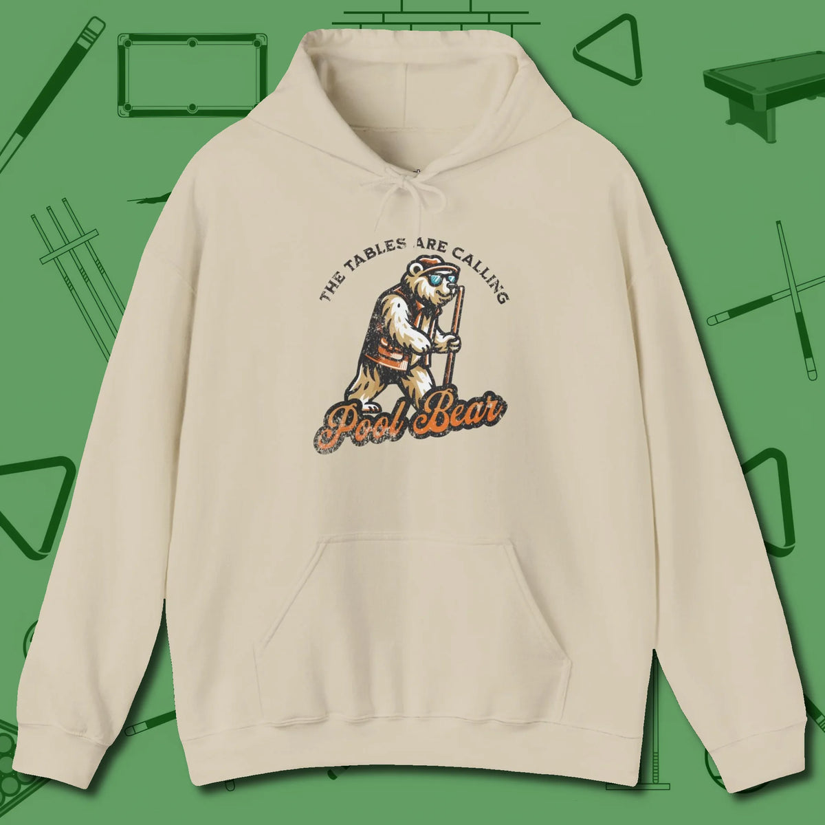 Bear Hoodie, front view, in Sand as serious as your stroke