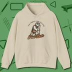 Bear Hoodie, front view, in Sand as serious as your stroke