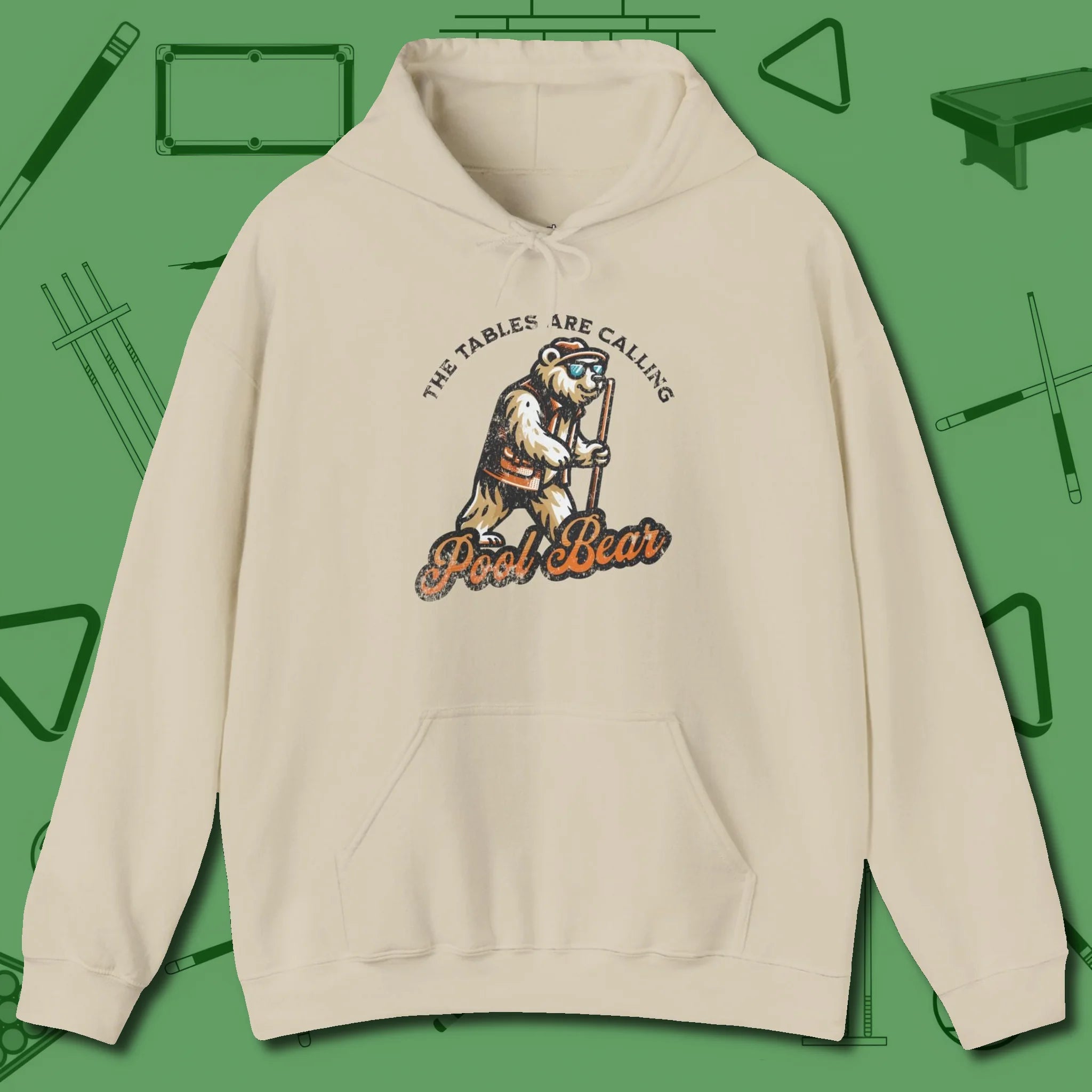 Bear Hoodie, front view, in Sand as serious as your stroke