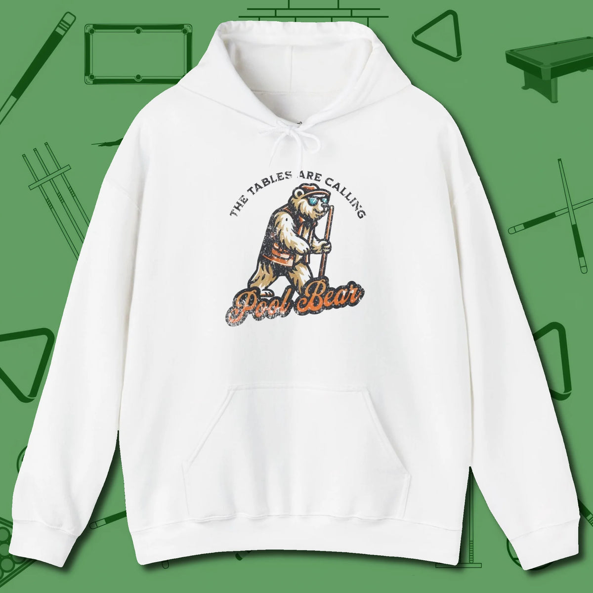 Bear Hoodie, front view, in White what the real shooters wear