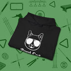 Cat Hoodie, folded view, in Black smart enough for the felt and the street