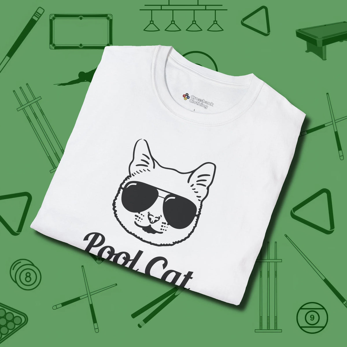 Cat T-Shirt, folded view, in White your go-to shirt for league night victories