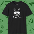 Cat T-Shirt, front view, in Black where style and cue discipline collide